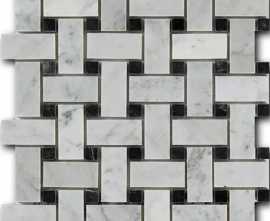 Мозаика Basket Weave Bianco Carrara/Nero Marquina 1,5х1,5 3х6