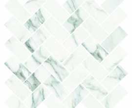 Мозаика Marble Trend Calacatta gold шеврон лаппатированный