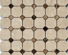 Мозаика Octagon Pattern Botticino Fiorito/Dark Imperator 1,5х1,5 4,9х4,9