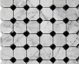 Мозаика Octagon Pattern Bionco Carrara/Nero Marquina 1,5х1,5 4,9х4,9