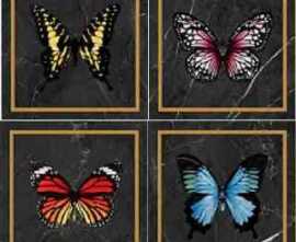 Декор Victorian Marble Black-Gold Butterfly 20x20